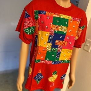 GENUINE THREADZ  S M L XL  RED CHECKERED BOARD  BANDANNA WITH LOGO MULTI COLOR